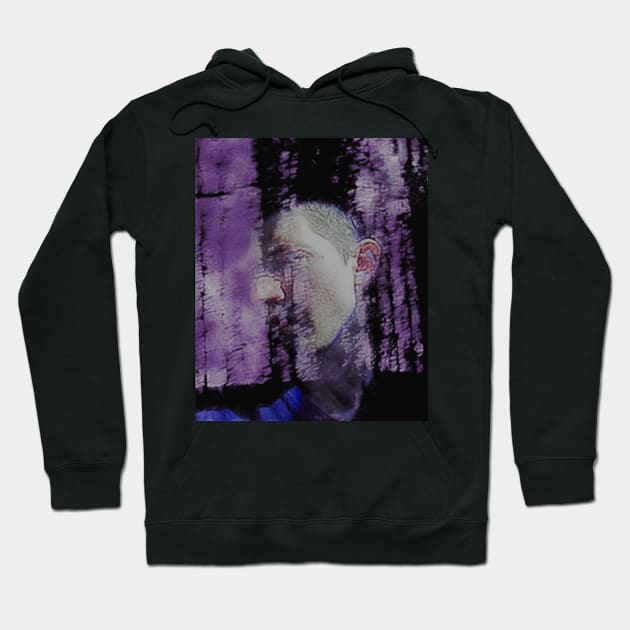 Portrait, digital collage and special processing. Masterpiece. Man looking to car window, reflection. Hoodie by 234TeeUser234